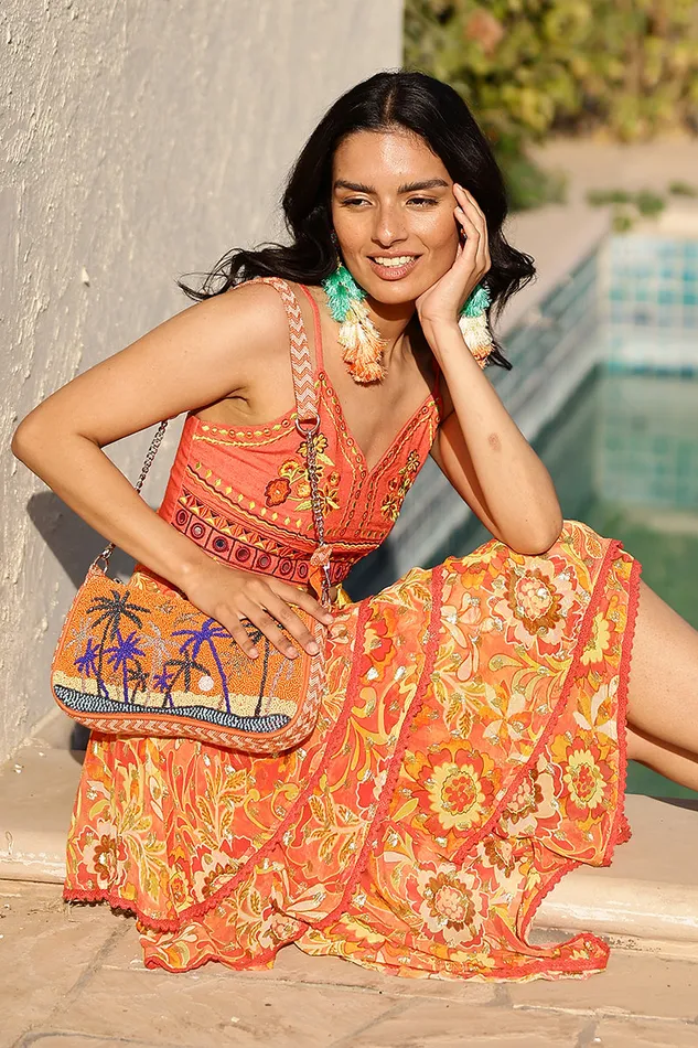 Women America and Beyond Miami Moonlit Palms Shoulder Bag Shoulder Bags