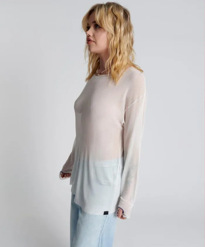 Women AMITY SHEER RIB KNIT TOP WHITE One Teaspoon Tops Women AMITY SHEER RIB KNIT TOP WHITE One Teaspoon Tops