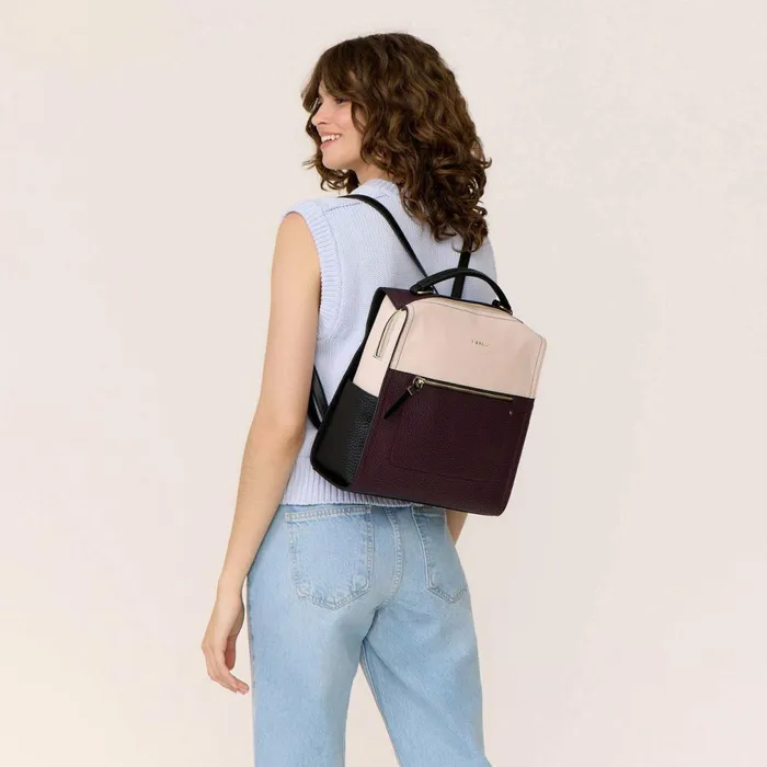 Women Anna Backpack Burgundy Black White Fiorelli Backpacks