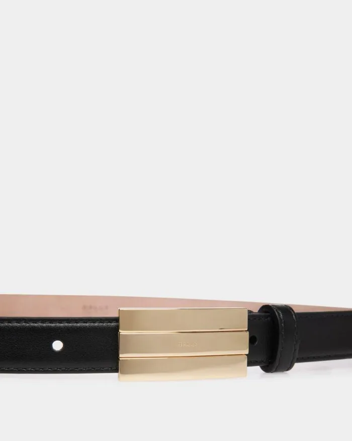 Women Bally Belts Ollam 20mm Belt In Black Leather Black Women Bally Belts Ollam 20mm Belt In Black Leather Black
