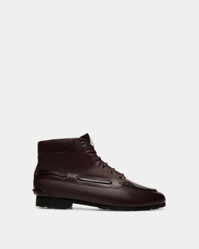 Women Bally Boots and Ankle Boots Plume Bootie In Ebano Leather Brown