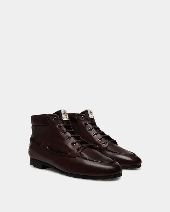 Women Bally Boots and Ankle Boots Plume Bootie In Ebano Leather Brown Women Bally Boots and Ankle Boots Plume Bootie In Ebano Leather Brown