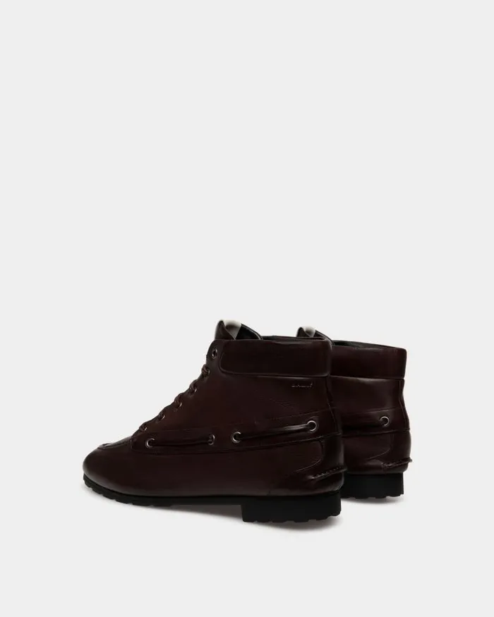 Women Bally Boots and Ankle Boots Plume Bootie In Ebano Leather Brown Women Bally Boots and Ankle Boots Plume Bootie In Ebano Leather Brown