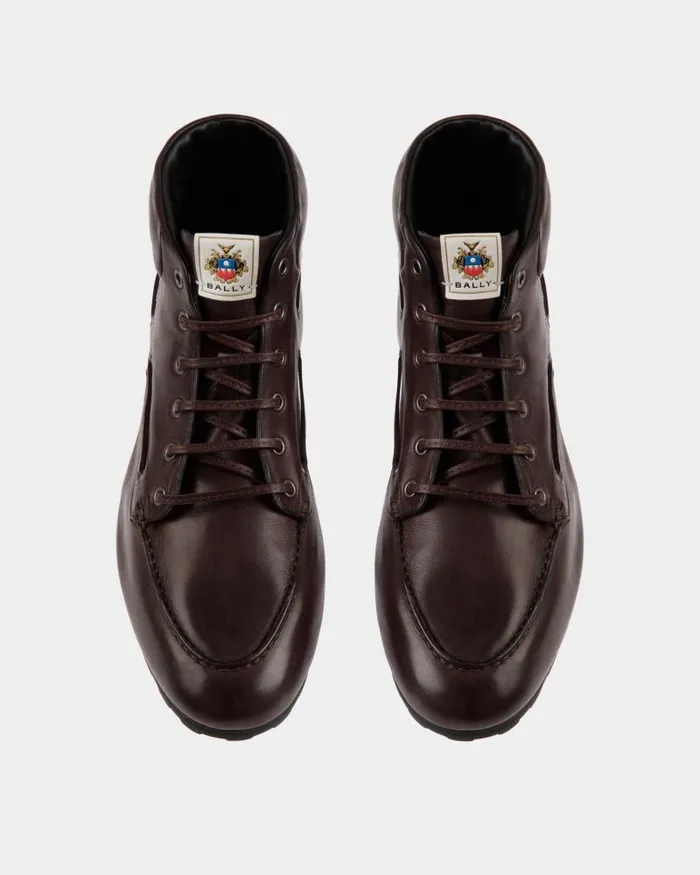 Women Bally Boots and Ankle Boots Plume Bootie In Ebano Leather Brown Women Bally Boots and Ankle Boots Plume Bootie In Ebano Leather Brown