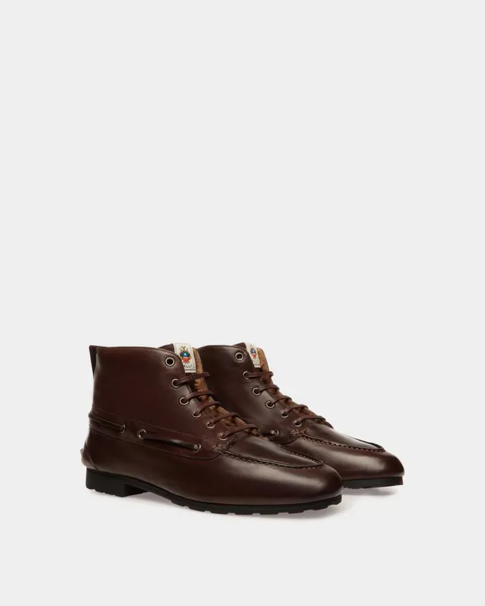 Women Bally Boots and Ankle Boots Winter Capsule Bootie In Ebano Leather Brown Women Bally Boots and Ankle Boots Winter Capsule Bootie In Ebano Leather Brown