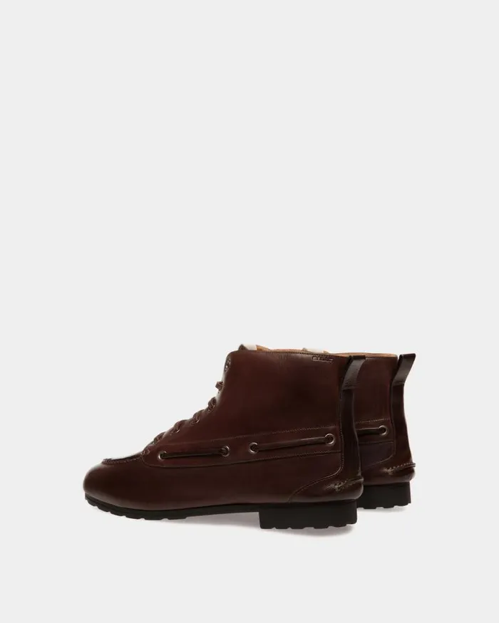 Women Bally Boots and Ankle Boots Winter Capsule Bootie In Ebano Leather Brown Women Bally Boots and Ankle Boots Winter Capsule Bootie In Ebano Leather Brown