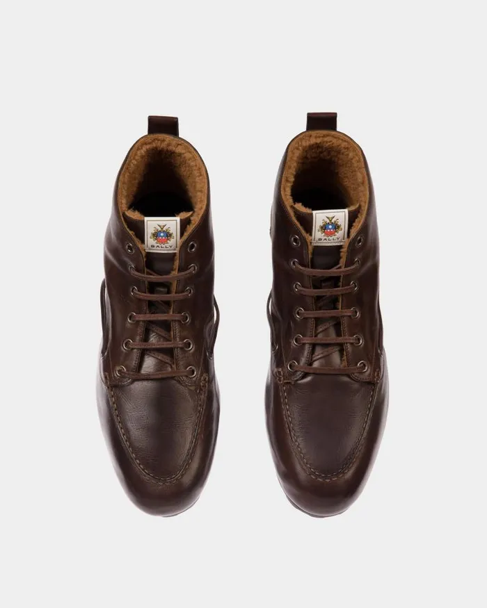 Women Bally Boots and Ankle Boots Winter Capsule Bootie In Ebano Leather Brown Women Bally Boots and Ankle Boots Winter Capsule Bootie In Ebano Leather Brown