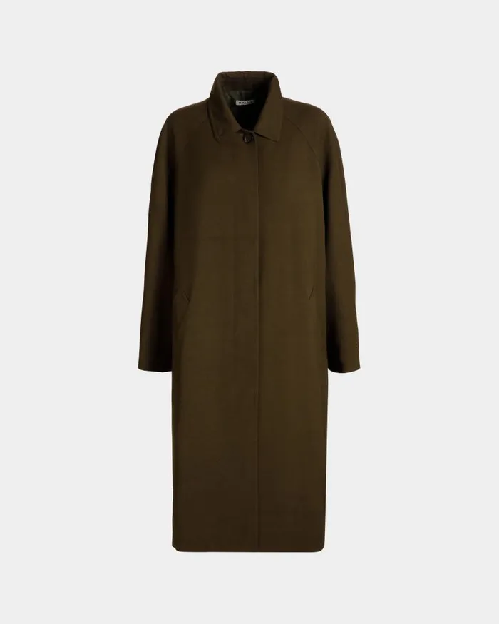 Women Bally Coats and Jackets Coat In Military Green Fluid Gabardine Green