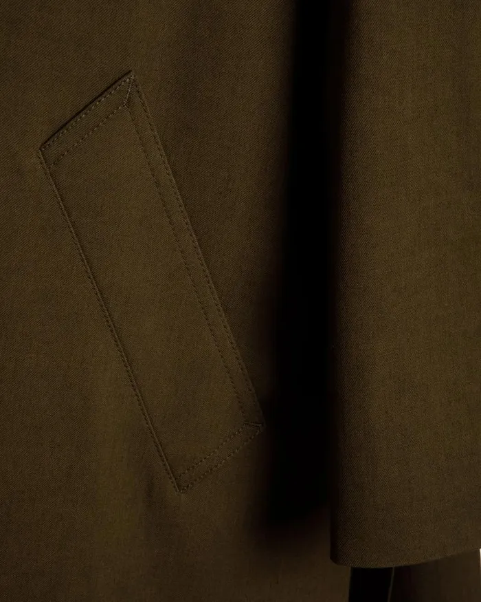 Women Bally Coats and Jackets Coat In Military Green Fluid Gabardine Green Women Bally Coats and Jackets Coat In Military Green Fluid Gabardine Green