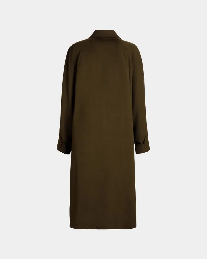 Women Bally Coats and Jackets Coat In Military Green Fluid Gabardine Green Women Bally Coats and Jackets Coat In Military Green Fluid Gabardine Green
