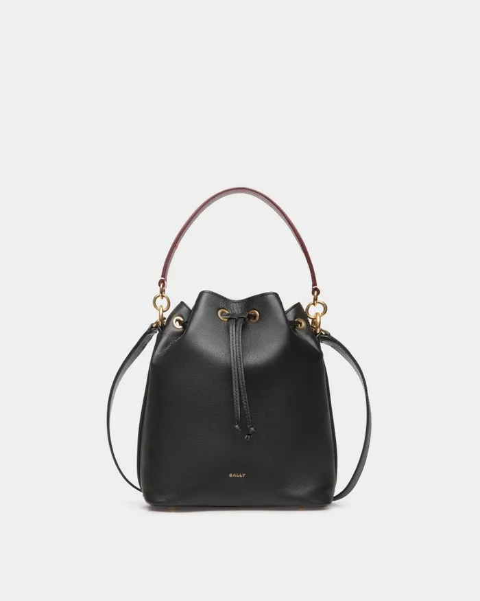 Women Bally Crossbody Bags Code Bucket Bag In Black Leather Black
