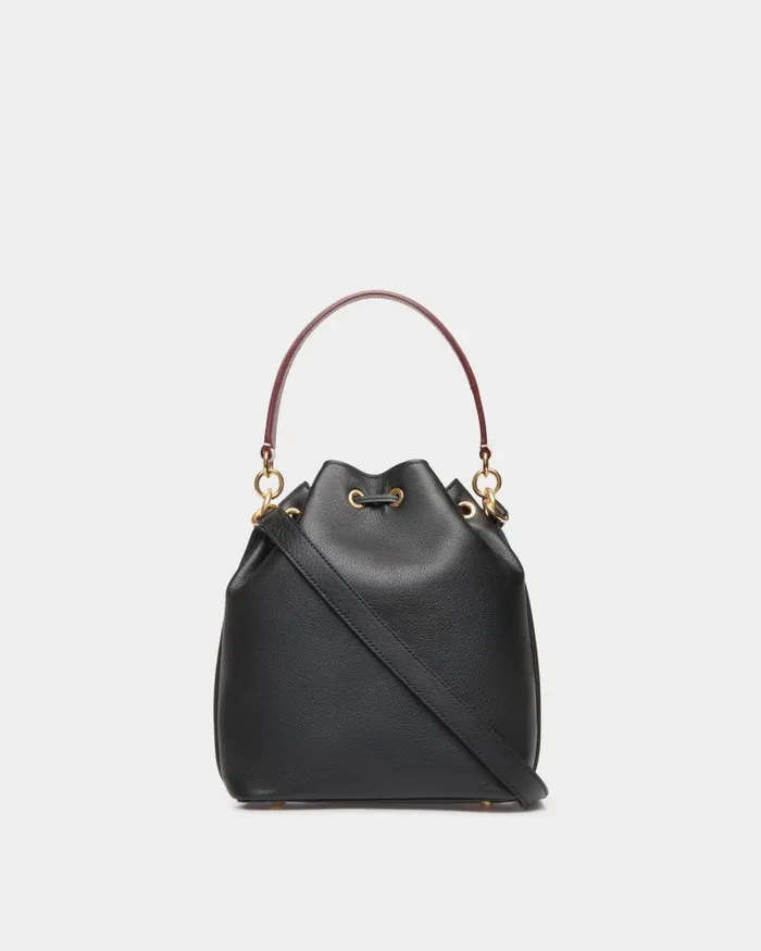 Women Bally Crossbody Bags Code Bucket Bag In Black Leather Black