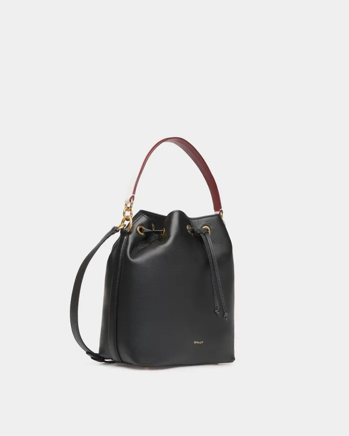 Women Bally Crossbody Bags Code Bucket Bag In Black Leather Black