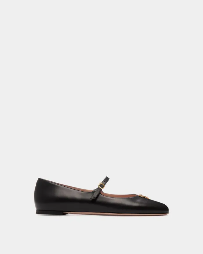 Women Bally Flats and Moccasins Ballyrina MaryJane Flat In Black Leather Black