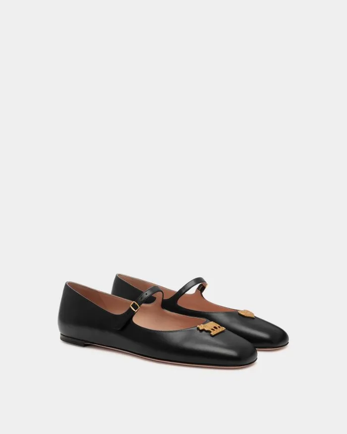 Women Bally Flats and Moccasins Ballyrina MaryJane Flat In Black Leather Black Women Bally Flats and Moccasins Ballyrina MaryJane Flat In Black Leather Black