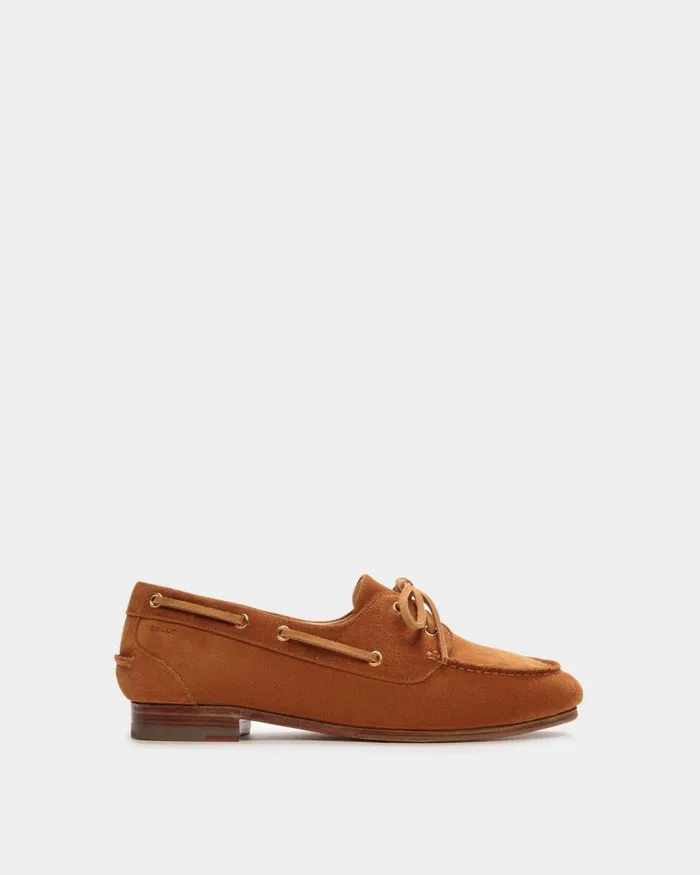 Women Bally Flats and Moccasins Plume Moccasin In Brown Suede Brown