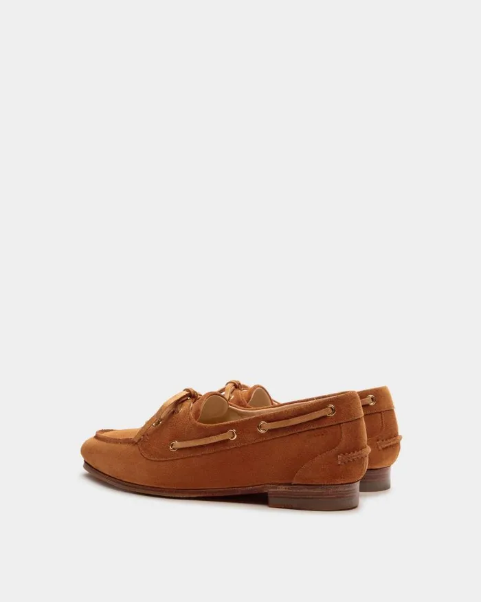 Women Bally Flats and Moccasins Plume Moccasin In Brown Suede Brown Women Bally Flats and Moccasins Plume Moccasin In Brown Suede Brown