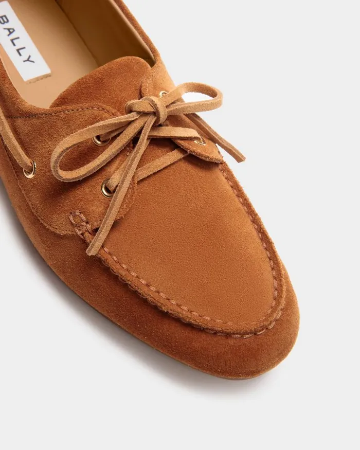 Women Bally Flats and Moccasins Plume Moccasin In Brown Suede Brown Women Bally Flats and Moccasins Plume Moccasin In Brown Suede Brown