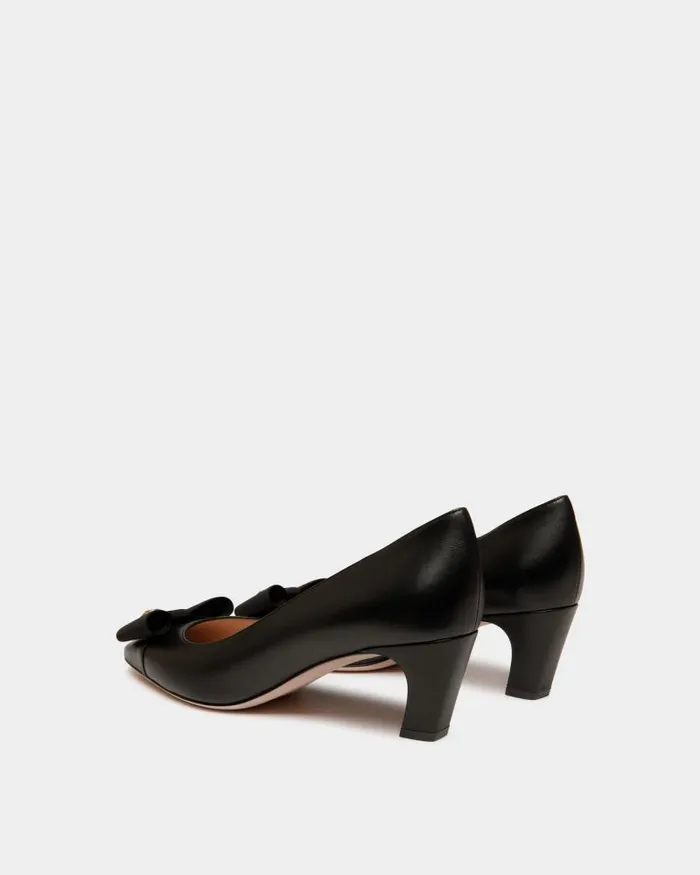 Women Bally Pumps BBow Pump In Black Leather Black Women Bally Pumps BBow Pump In Black Leather Black