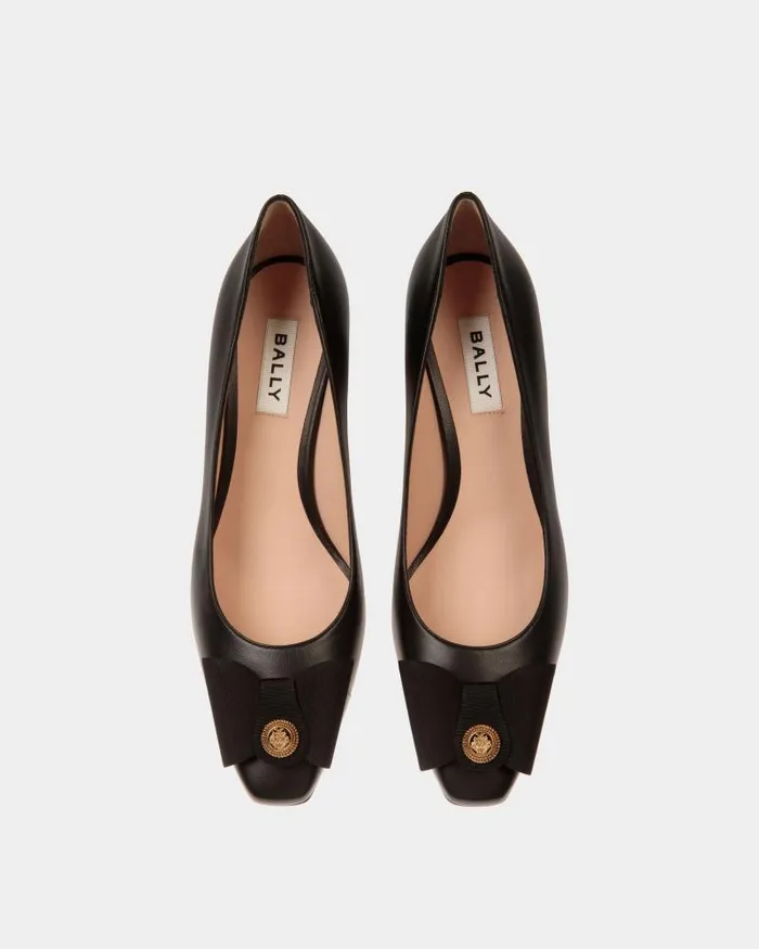 Women Bally Pumps BBow Pump In Black Leather Black Women Bally Pumps BBow Pump In Black Leather Black