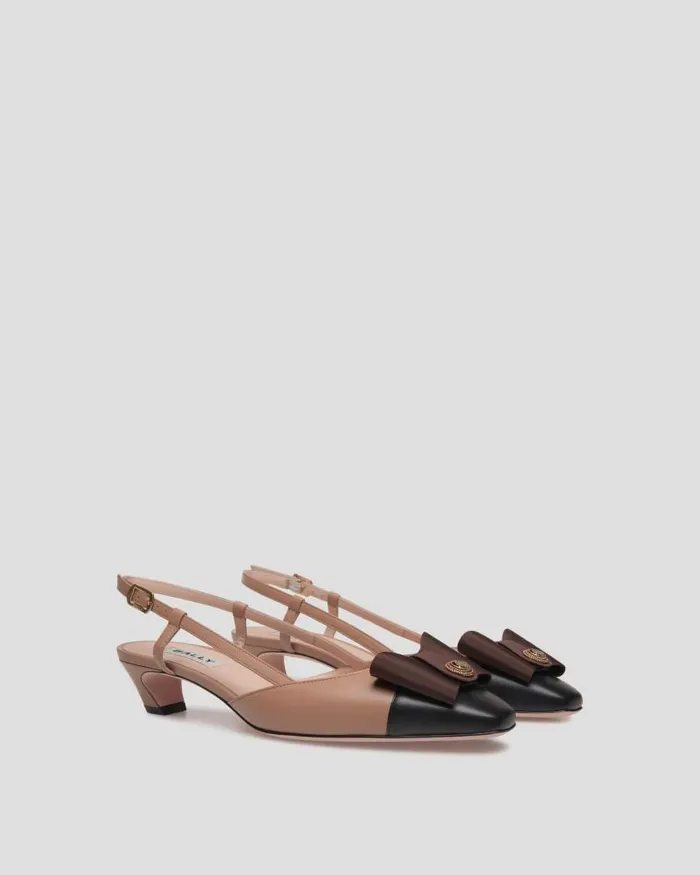 Women Bally Pumps BBow Slingback Pump In Praline Beige Leather Beige Women Bally Pumps BBow Slingback Pump In Praline Beige Leather Beige