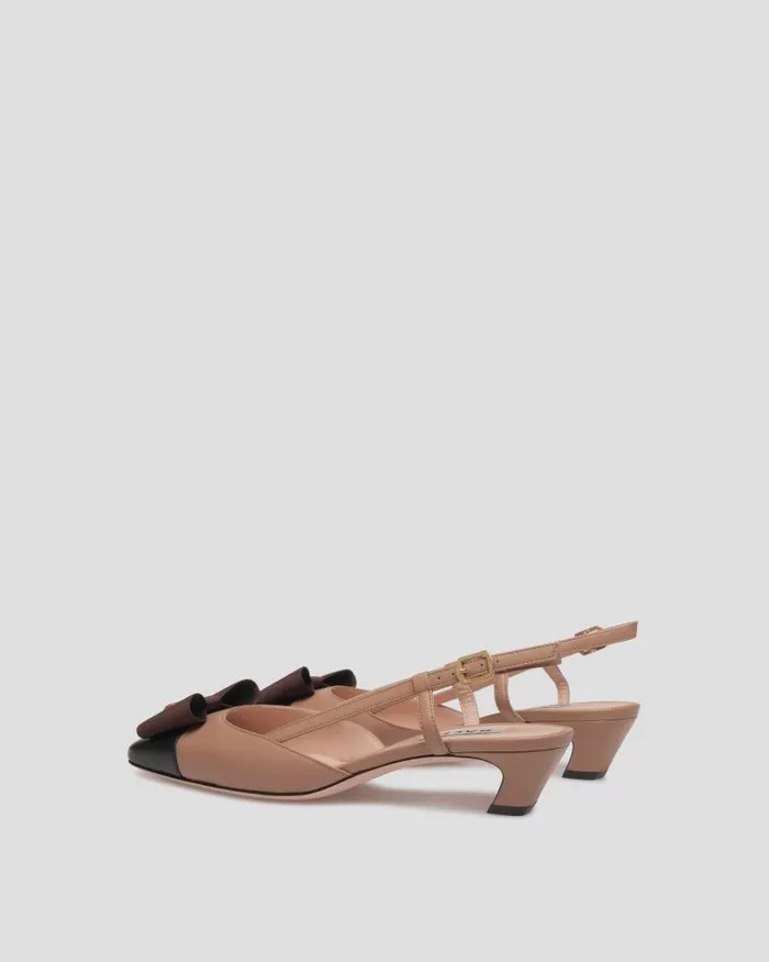 Women Bally Pumps BBow Slingback Pump In Praline Beige Leather Beige Women Bally Pumps BBow Slingback Pump In Praline Beige Leather Beige