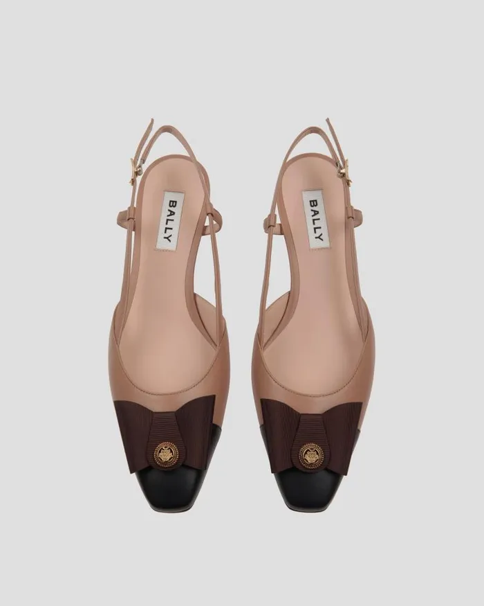 Women Bally Pumps BBow Slingback Pump In Praline Beige Leather Beige Women Bally Pumps BBow Slingback Pump In Praline Beige Leather Beige