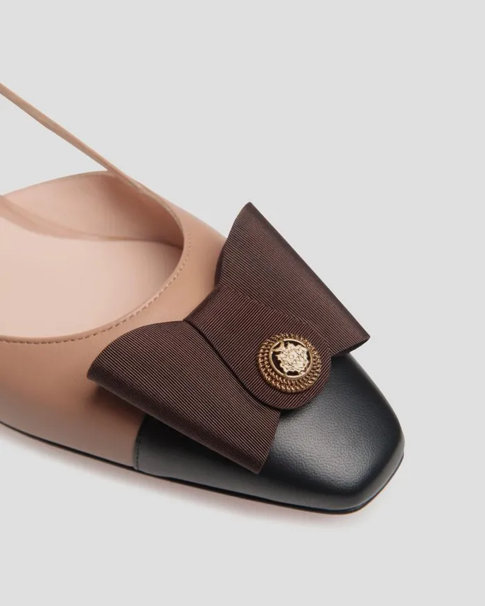 Women Bally Pumps BBow Slingback Pump In Praline Beige Leather Beige Women Bally Pumps BBow Slingback Pump In Praline Beige Leather Beige