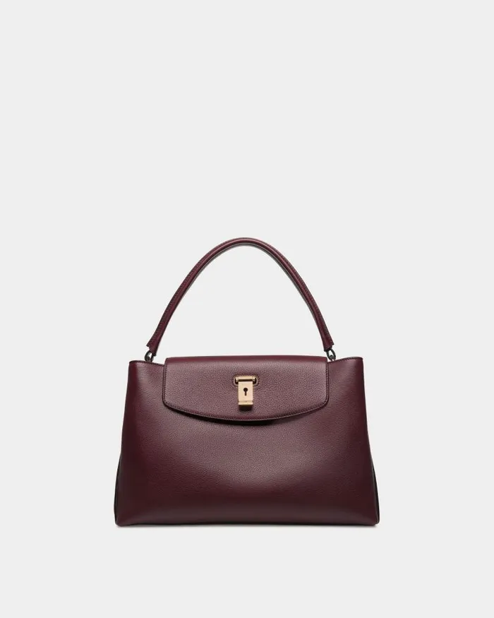 Women Bally Top Handle Bags Lock Me Top Handle Bag In Andorra Grained Leather Red Women Bally Top Handle Bags Lock Me Top Handle Bag In Andorra Grained Leather Red