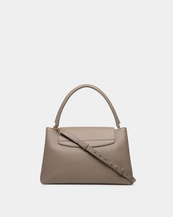 Women Bally Top Handle Bags Lock Me Top Handle Bag In Taupe Grained Leather Brown Women Bally Top Handle Bags Lock Me Top Handle Bag In Taupe Grained Leather Brown