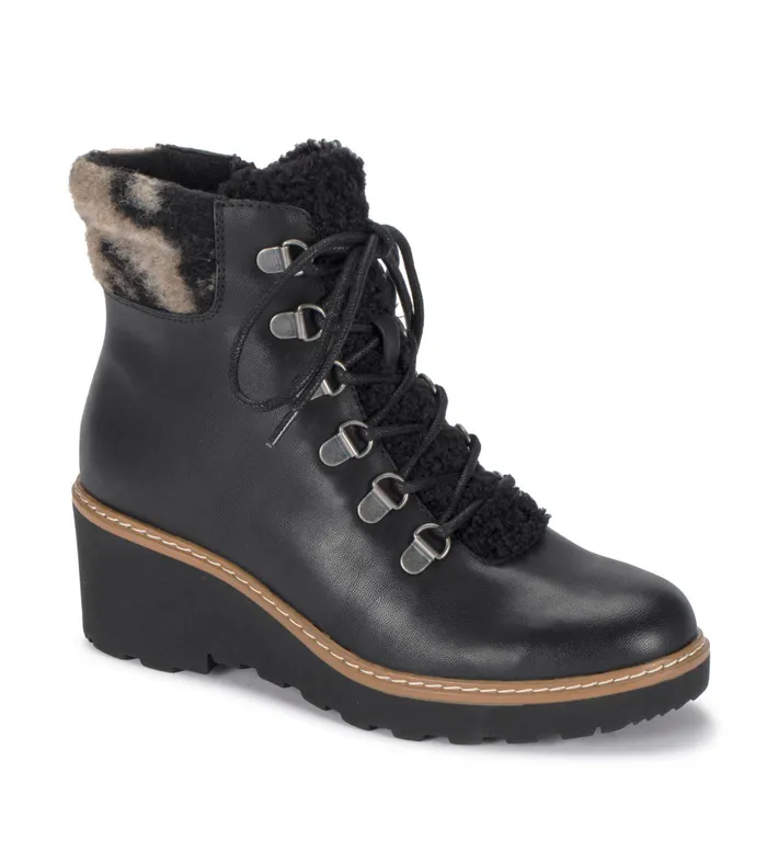 Women Baretraps Booties Nasha Lace Up Wedge Bootie Black