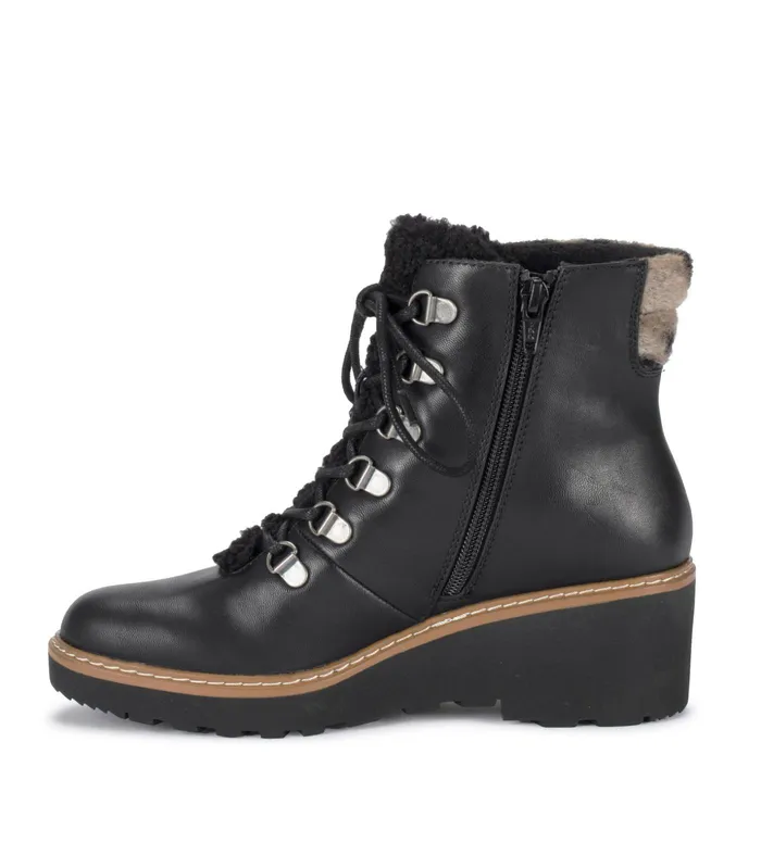 Women Baretraps Booties Nasha Lace Up Wedge Bootie Black