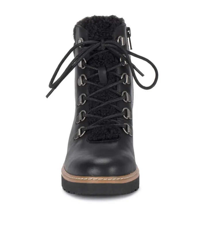 Women Baretraps Booties Nasha Lace Up Wedge Bootie Black