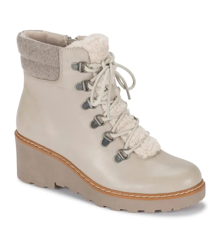 Women Baretraps Booties Nasha Lace Up Wedge Bootie Taupe