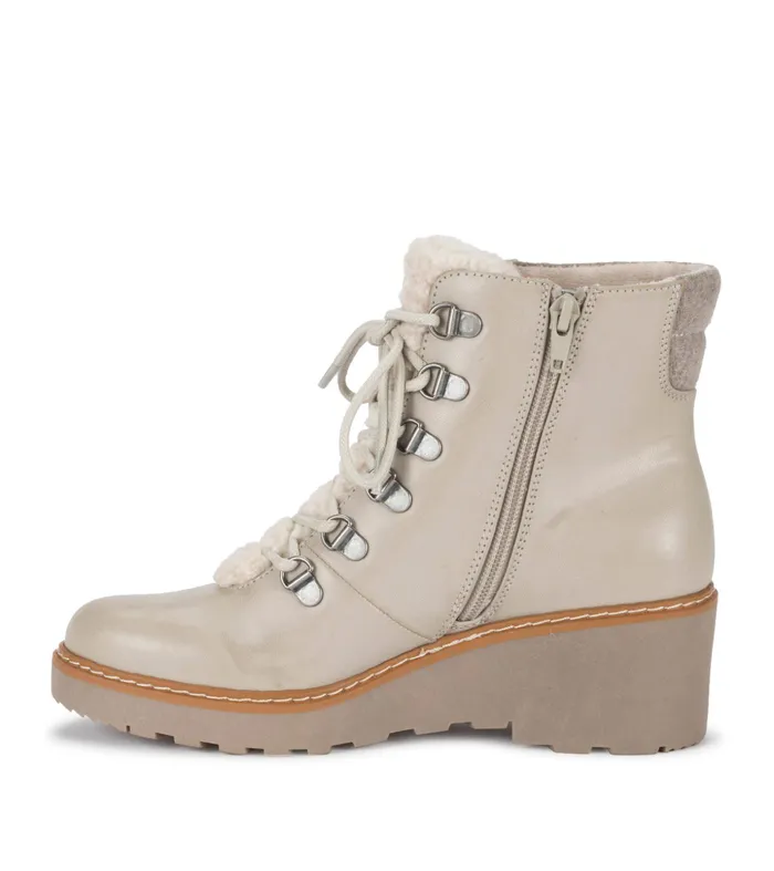 Women Baretraps Booties Nasha Lace Up Wedge Bootie Taupe