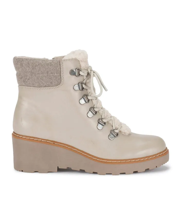 Women Baretraps Booties Nasha Lace Up Wedge Bootie Taupe