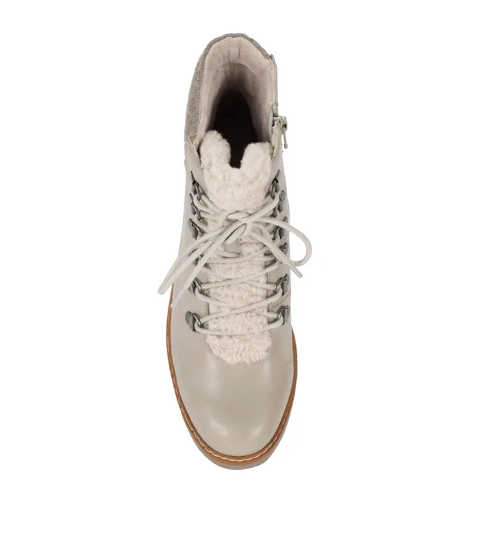 Women Baretraps Booties Nasha Lace Up Wedge Bootie Taupe