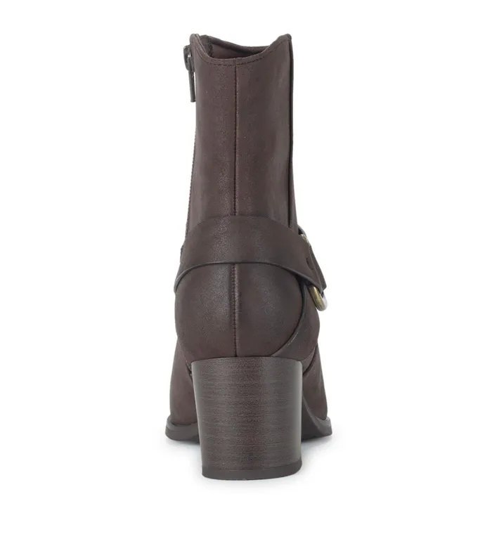 Women Baretraps Booties Tiana Block Heel Bootie Dark Brown