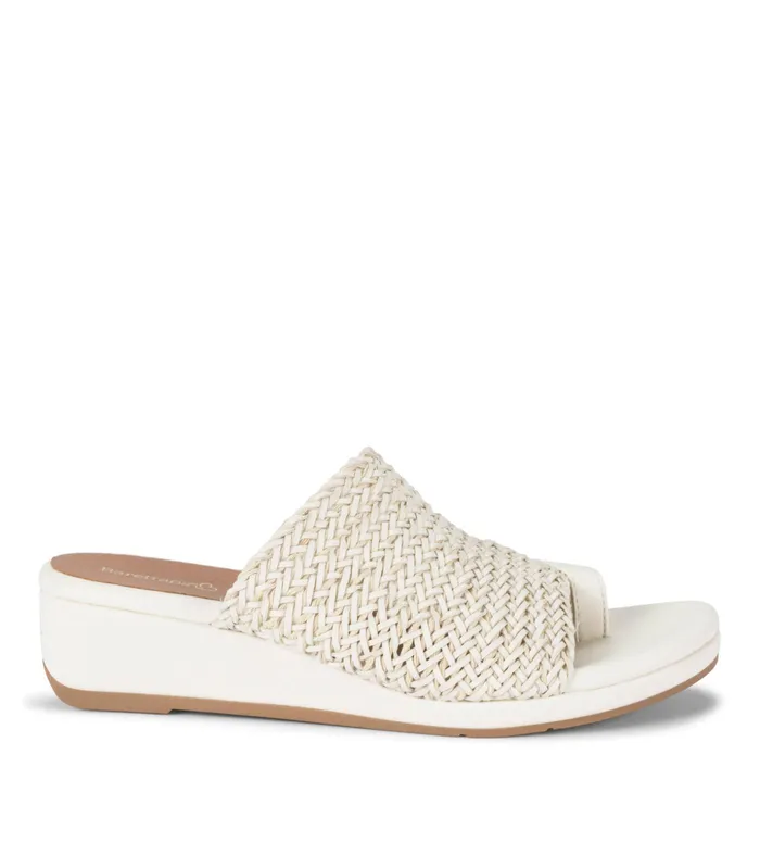 Women Baretraps Slides and Slip On Sandals Abey Wedge Slide Sandal Cream