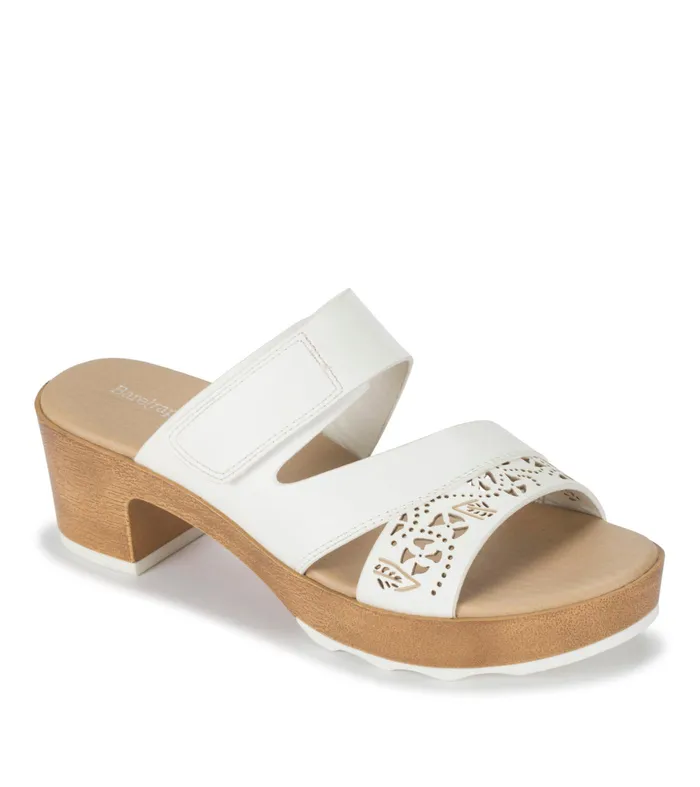 Women Baretraps Slides and Slip On Sandals Gigi Block Heel Slide Sandal White