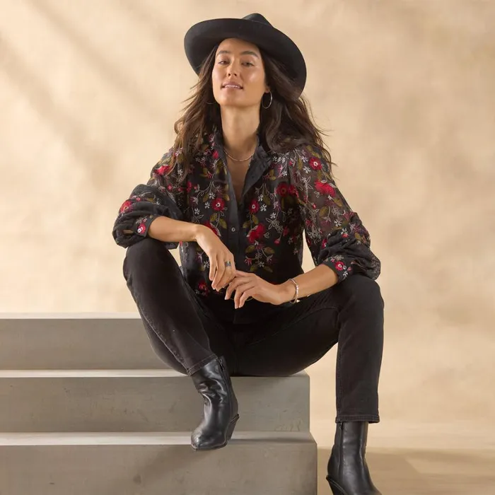Women Beaumont Blooms Top Black Sundance Catalog Tops Women Beaumont Blooms Top Black Sundance Catalog Tops