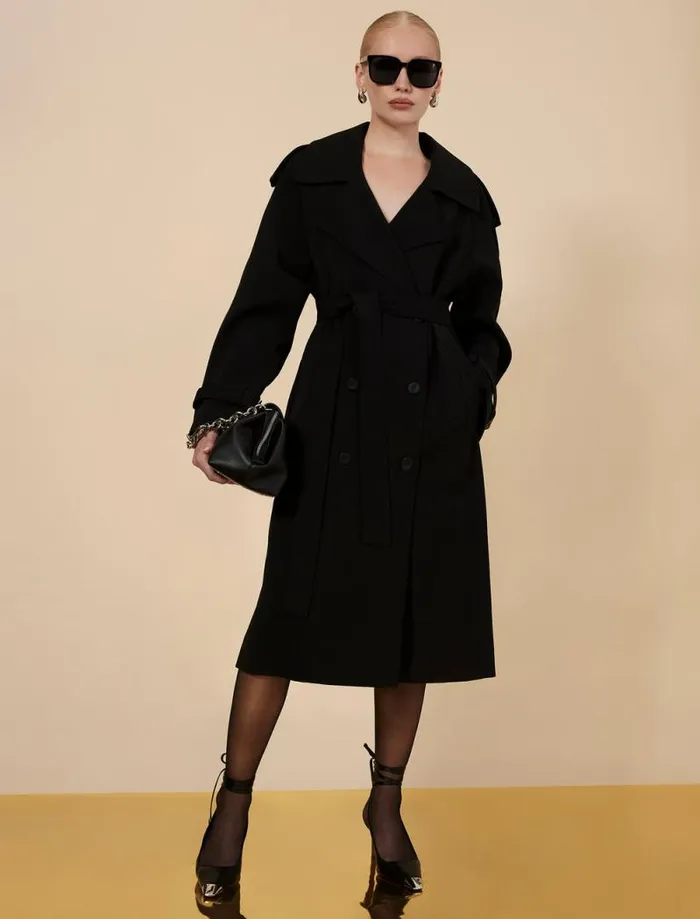 Women Belther Trench Coat Black BCBG Outerwear