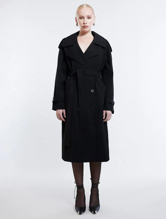 Women Belther Trench Coat Black BCBG Outerwear Women Belther Trench Coat Black BCBG Outerwear