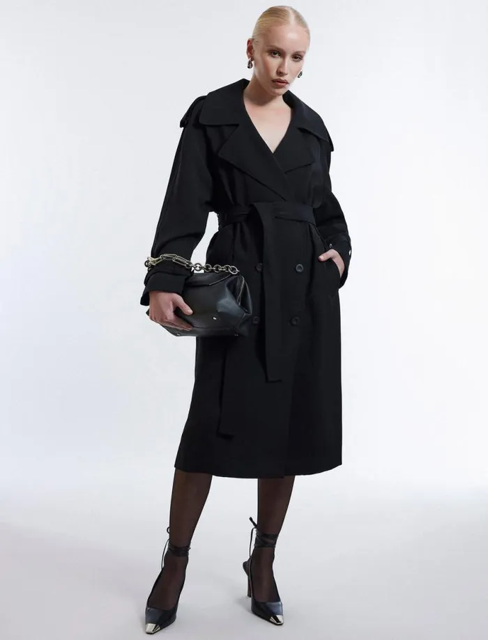 Women Belther Trench Coat Black BCBG Outerwear Women Belther Trench Coat Black BCBG Outerwear