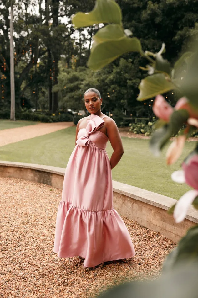 Women Betina Bow Front Maxi Dress Dusty Rose Event Dresses Petal and Pup