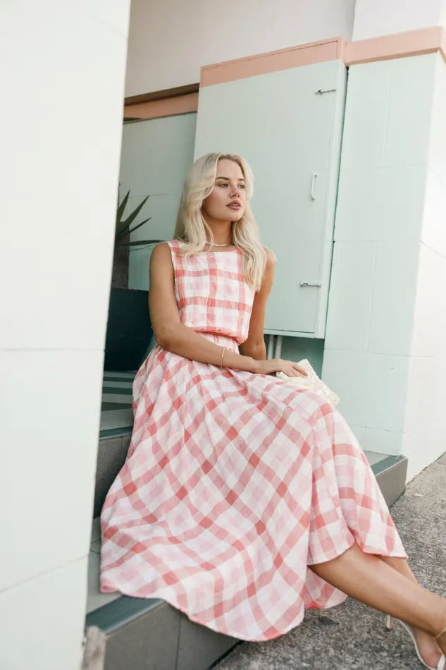Women Betty Midi Skirt Rosey Pink Matching Sets Petal and Pup