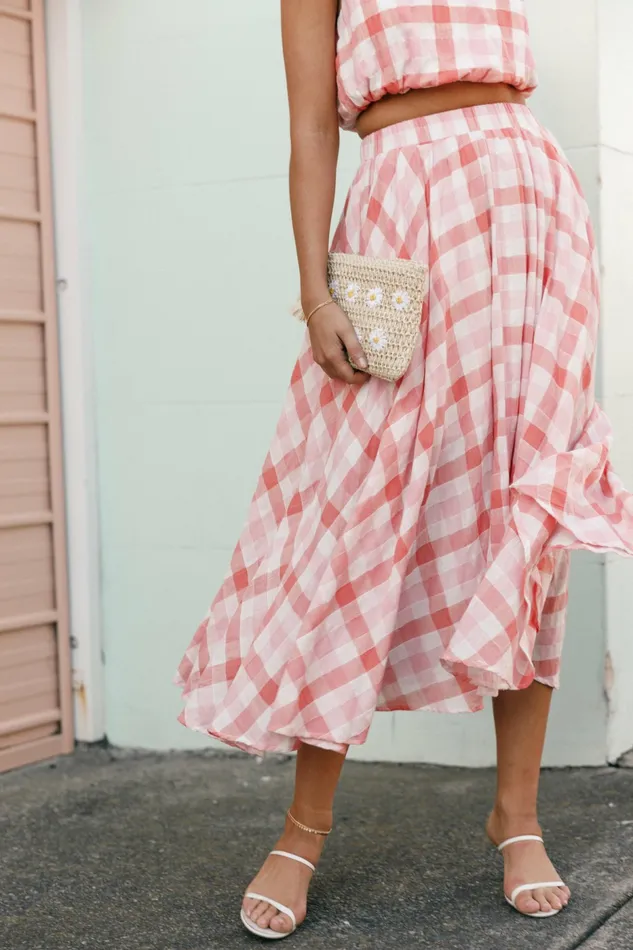 Women Betty Midi Skirt Rosey Pink Matching Sets Petal and Pup