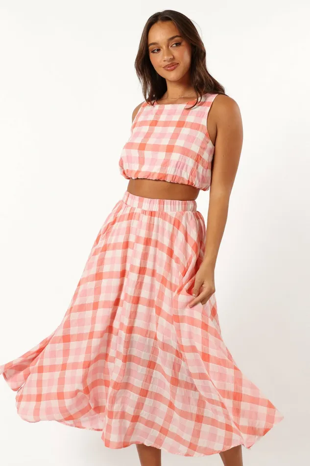 Women Betty Midi Skirt Rosey Pink Matching Sets Petal and Pup