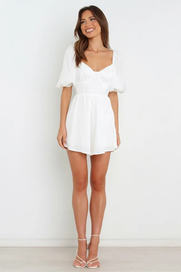 Women Billie Romper White Jumpsuits and Rompers Petal and Pup