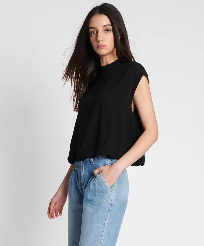 Women BLACK CREPE BUBBLE TOP One Teaspoon Tops Women BLACK CREPE BUBBLE TOP One Teaspoon Tops